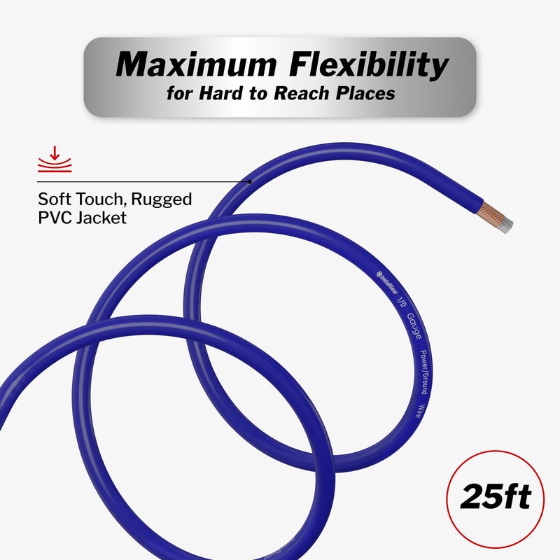 InstallGear 1/0 Gauge Wire (25ft) Copper Clad Aluminum CAA - Primary Automotive Wire, Car Amplifier Power & Ground Cable, Battery Cable, Car Audio Speaker Stereo, RV Trailer Wiring Welding Cable 1/0ga - Image 5
